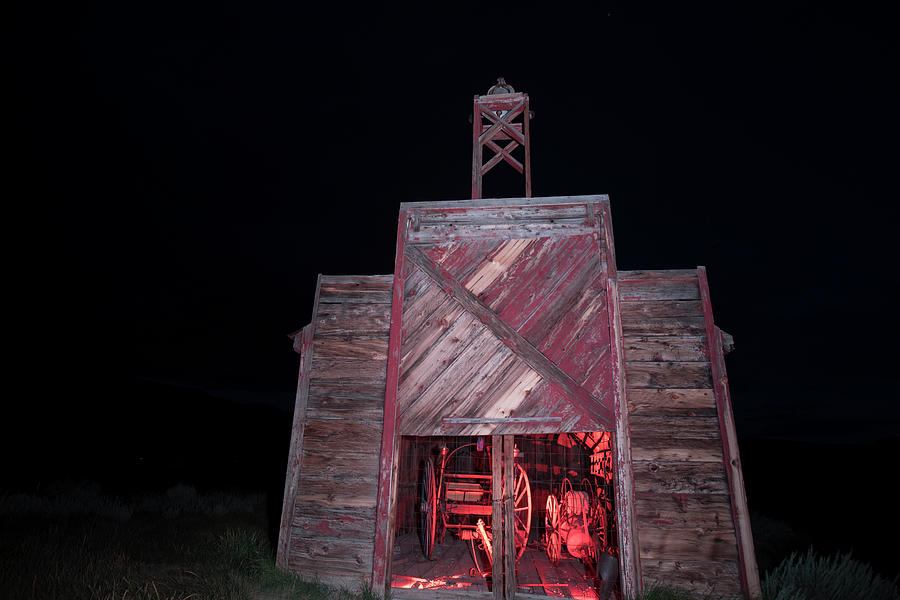 Firehouse at night, Bodie, California Photograph by Karen Foley