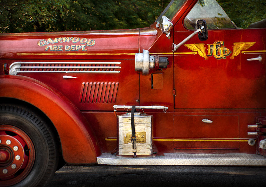 Vintage Photograph - Fireman - Garwood Fire Dept by Mike Savad