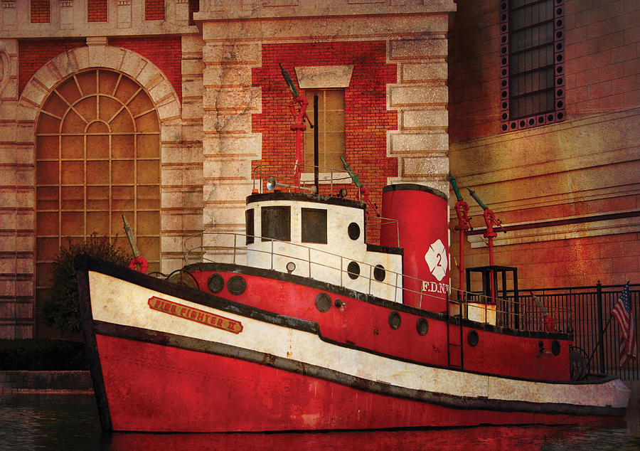 Fireman - NY - The fire boat Photograph by Mike Savad