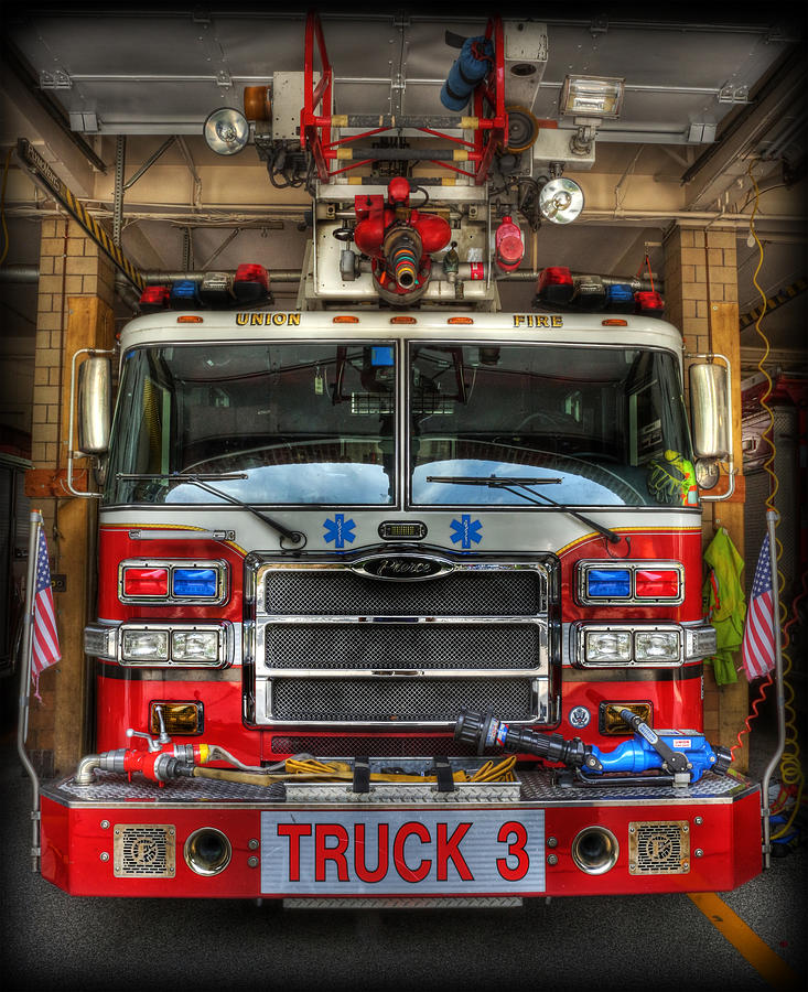 Empire State Building Photograph - Fireman - Fire Engine by Lee Dos Santos