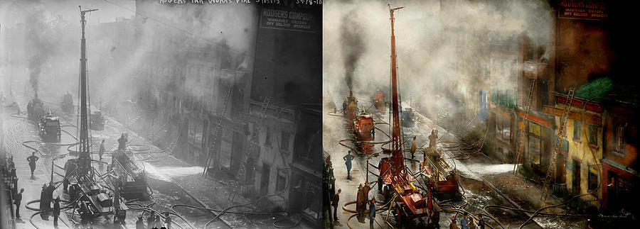 Fireman - New York NY - Big stink over ink 1915 - Side by Side Photograph by Mike Savad