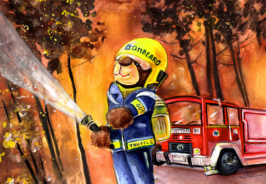 Fireman Truffle McFurry Painting by Miki De Goodaboom