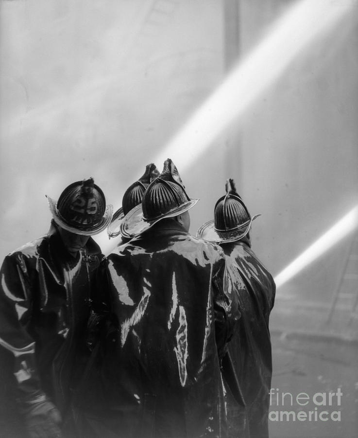 Firemen Aiming Hoses At Blaze, C.1920s Photograph by H. Armstrong Roberts/ClassicStock