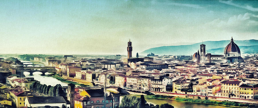 Architecture Painting - Firenze - Florence Skyline Art Painting by Wall Art Prints