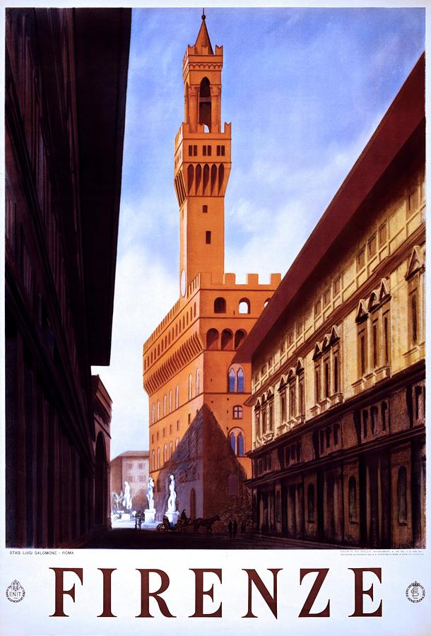 Firenze Italy, travel poster for ENIT, 1938 Painting by Vincent Monozlay