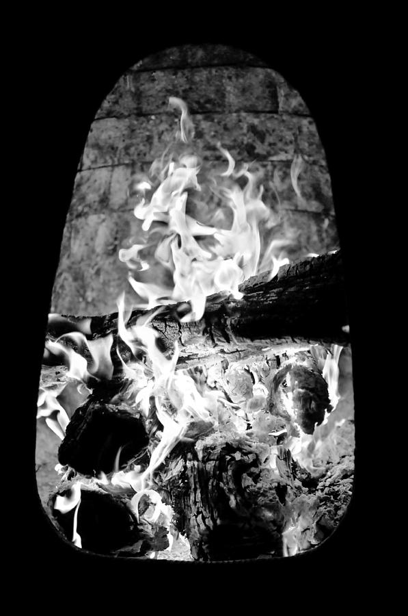 Fireplace black and white Photograph by Jill Reger