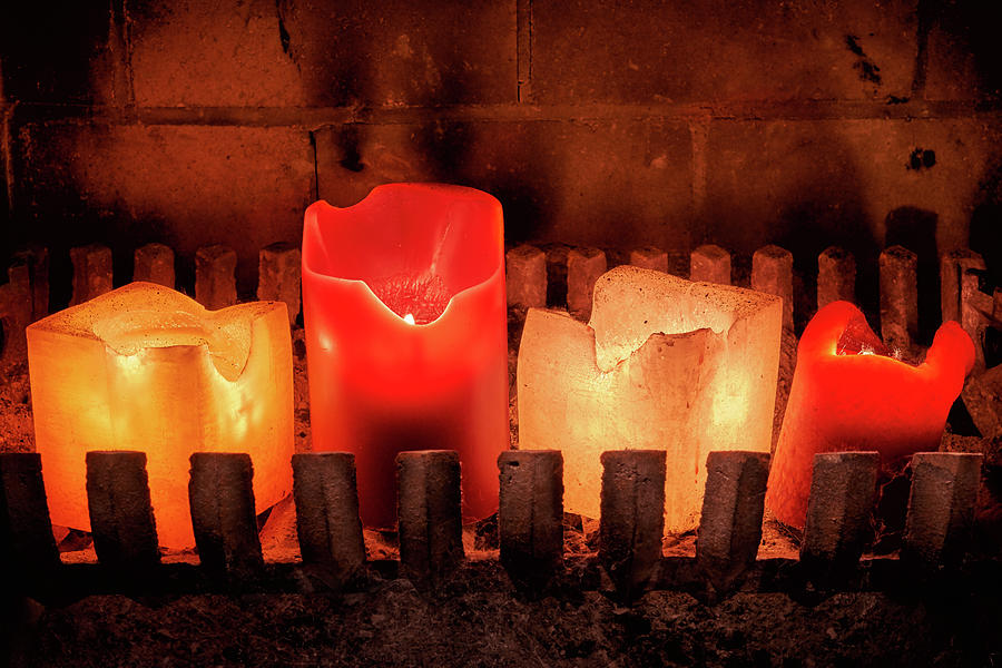 Fireplace Candles Photograph by Jim Hughes
