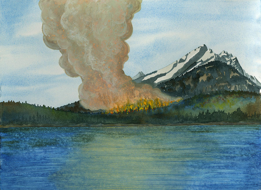Mountain Painting - Fires Reflection by Tonja Opperman