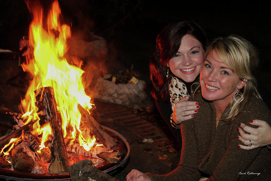 Fireside Sisterly Love Night Photography Art Photograph by Reid Callaway