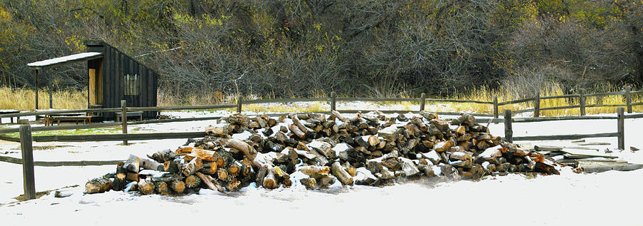 Firewood in the Snow at Fort Tejon Photograph by Floyd Snyder