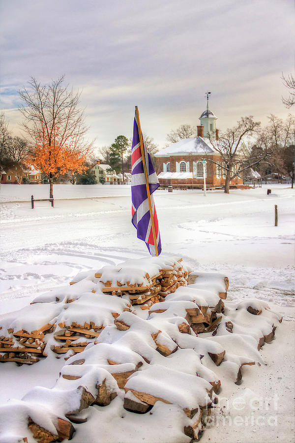 Firewood Under Snow Colonial Williamsburg Photograph by Karen Jorstad