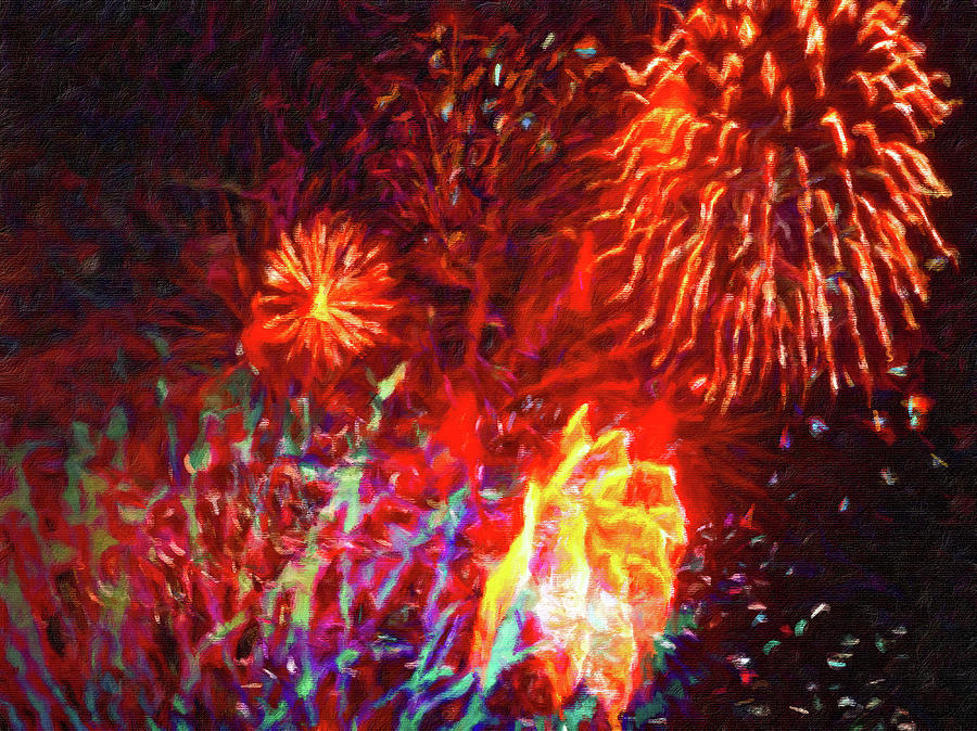 Fireworks 17 Painting by Joan Reese