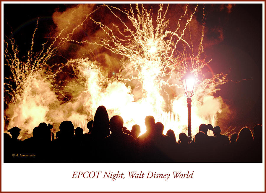 Fireworks and Audience Silhouettes, EPCOT, Walt Disney World Photograph by A Macarthur Gurmankin