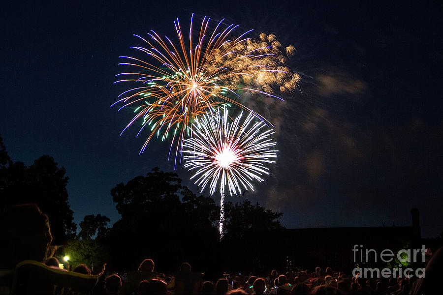 Fireworks at Colonial Williamsburg Photograph by Karen Jorstad