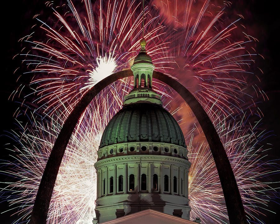 Fireworks at Gateway Arch National Park  Photograph by Susan Rissi Tregoning