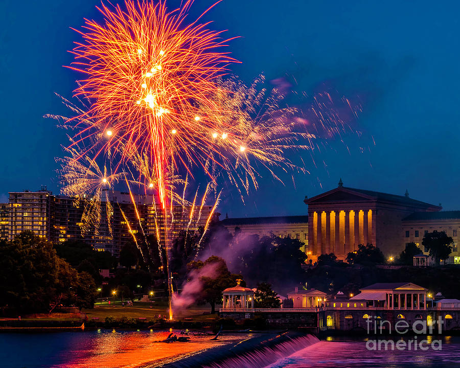 Fireworks at the Art Museum Photograph by Nick Zelinsky Jr