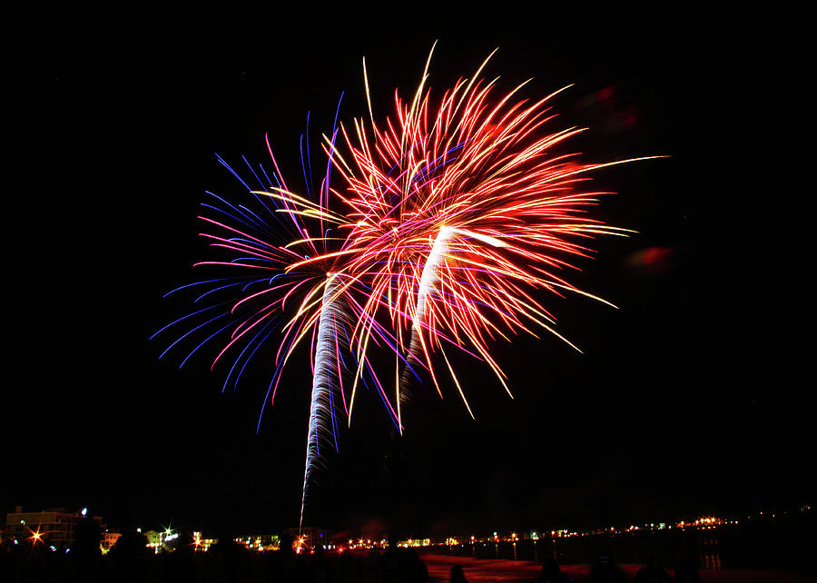 fireworks at the Hampton Beach Photograph by Laura Catherine Fine Art