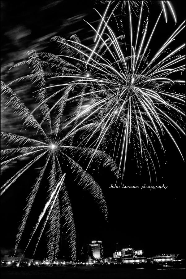 Fireworks BW Photograph by John Loreaux
