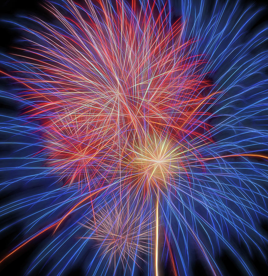 Fireworks Celebration Glow Square Photograph