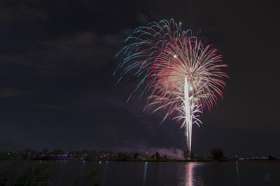 Fireworks Display on the Lake Photograph by Chris Thomas