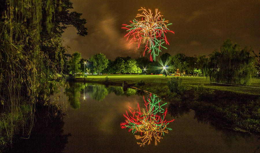 Fireworks during Fair St Louis in Forest Park Photograph by Garry