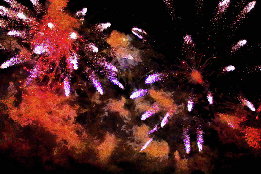 Fireworks Painting by Gavin Bates