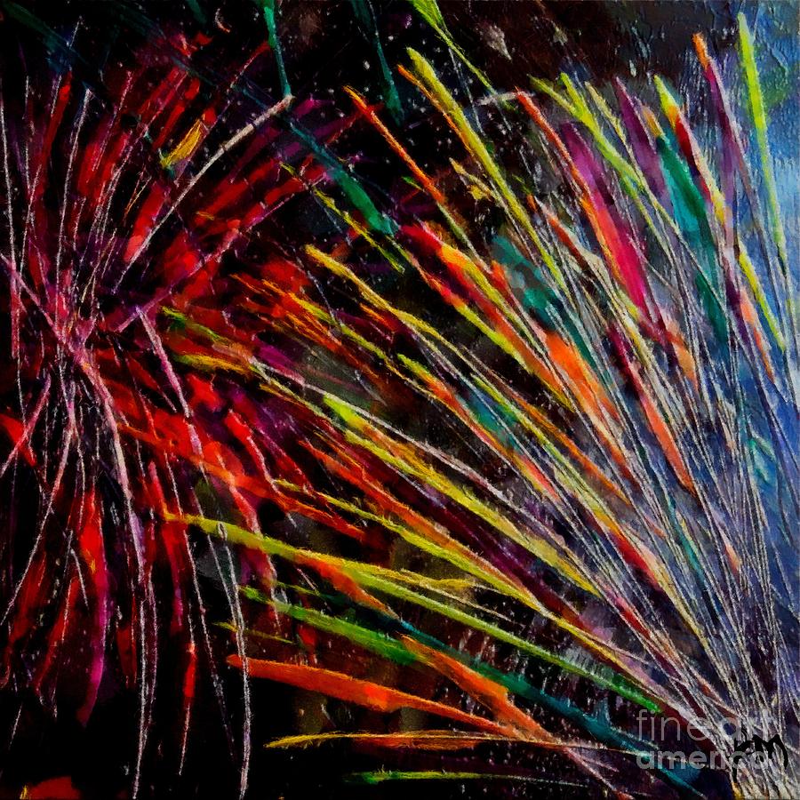 Fireworks Painting - Fireworks in Bled by Dragica Micki Fortuna Fireworks Painting - Fireworks in Bled by Dragica Micki Fortuna