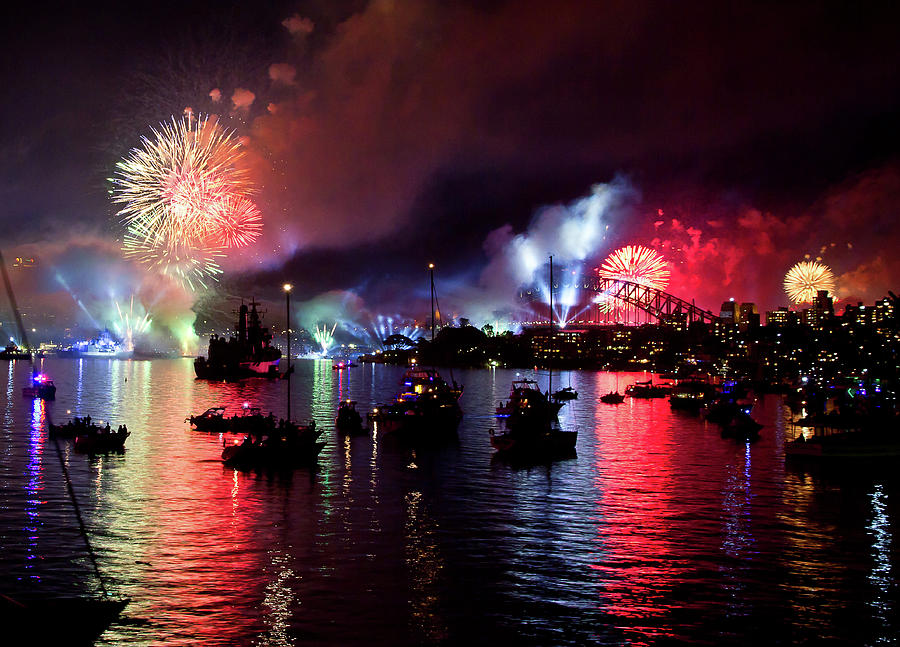 Sunset Photograph - Fireworks In Sydney by Miroslava Jurcik