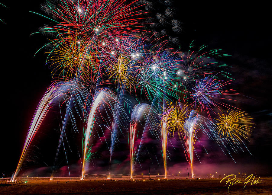 Fireworks Line Photograph by Rikk Flohr