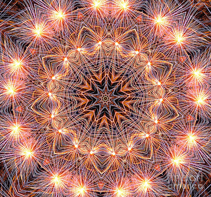 Pattern Photograph - Fireworks Mandala by Kaye Menner by Kaye Menner