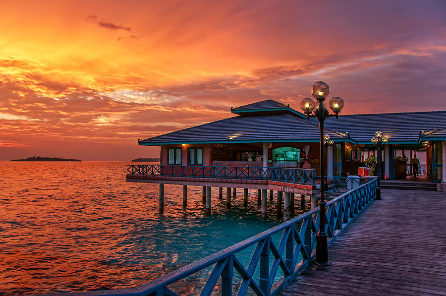 Sunset Photograph - Fireworks of Colors. Maldives by Jenny Rainbow