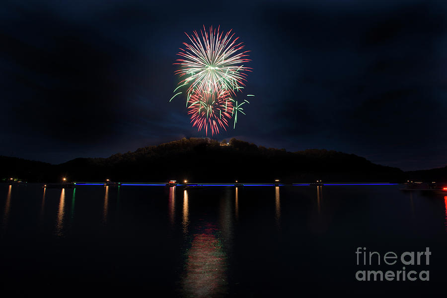 Fireworks on Cheat Lake Photograph by Dan Friend Fine Art America