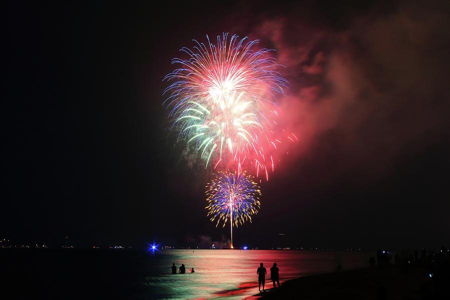 Independence Day Photograph - Fireworks on the Beach by Marcelo Albuquerque