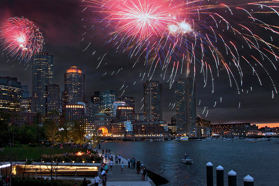 Fireworks Over Boston Harbor Photograph by Joann Vitali