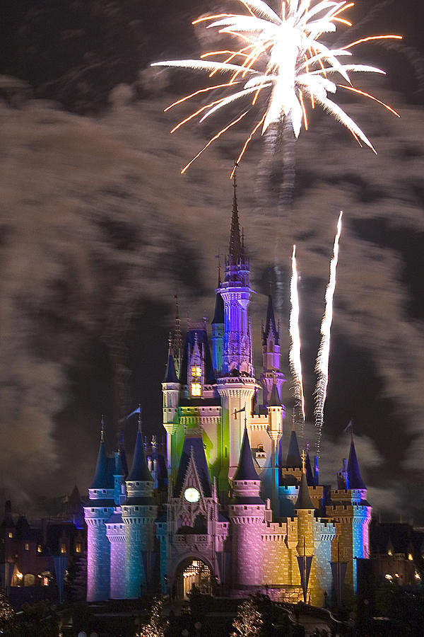 Castle Photograph - Fireworks Over Disney Castle by Carl Purcell