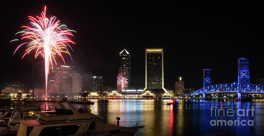 Fireworks over Downtown Jax, Jacksonville, Florida Photograph by Dawna Moore Photography