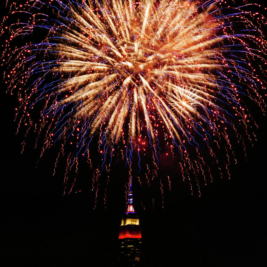 Fireworks Over Empire State Building Photograph by Laura Tucker