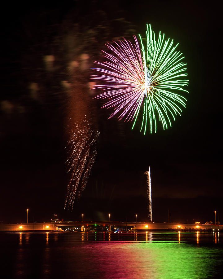 Fireworks over Grand Lagoon Photograph by Daryl Clark
