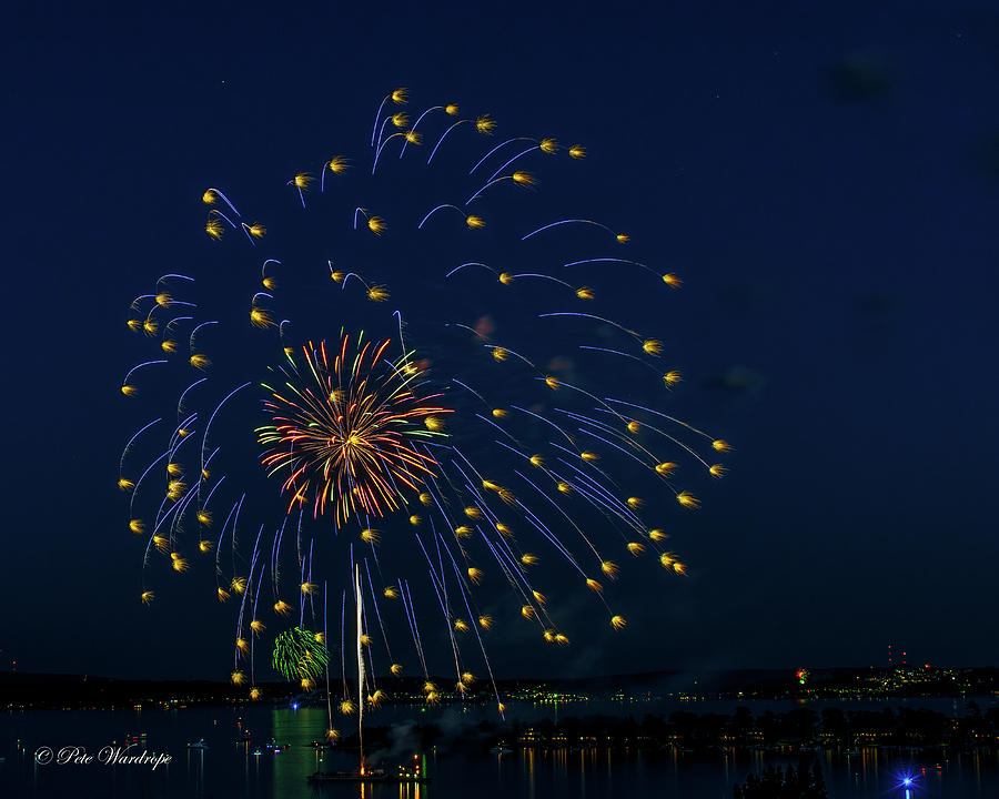 Fireworks over Harbor Springs, Michigan Photograph by Pete Wardrope