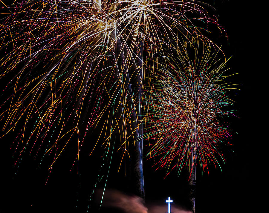 Fireworks over Holy Land, Waterbury Connecticut, USA Photograph by