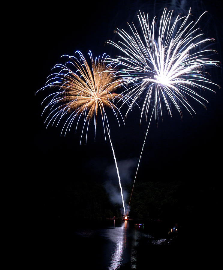 Fireworks over Lake #11 Photograph by Karen Eubank | Fine Art America