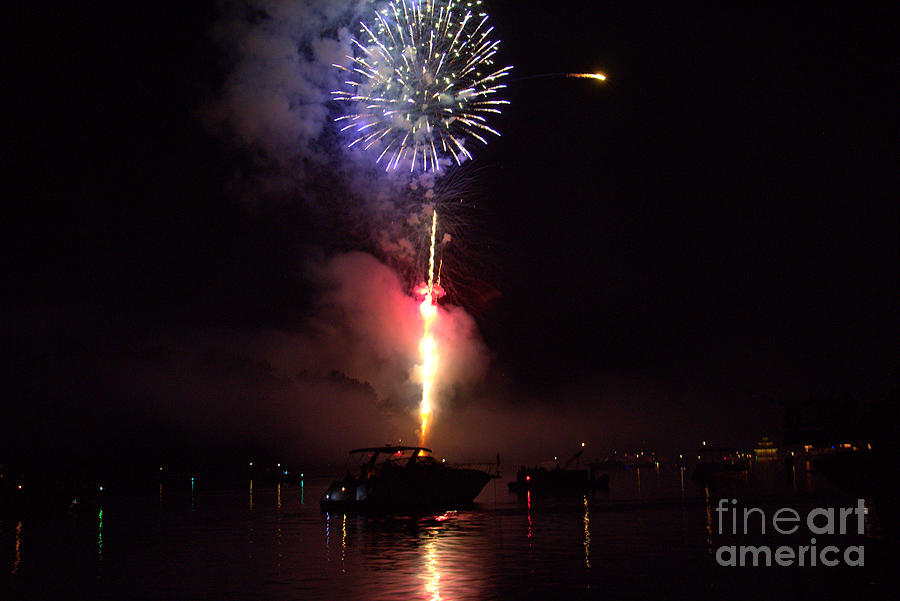 Fireworks over Lake Lanier Atlanta Photograph by Charlene Cox