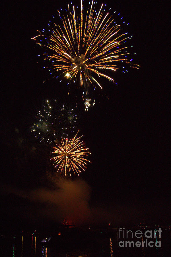 Fireworks over Lake Lanier Photograph by Charlene Cox