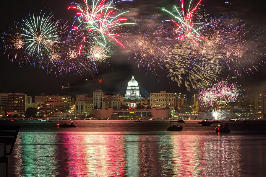 Fireworks over Madison Photograph by Gregory Payne