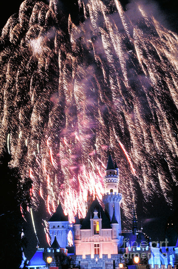 Fireworks over over Cinderellas Castle Photograph by David Zanzinger