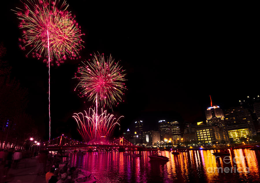 Fireworks over Pittsburgh Pennsylvania Photograph by Amy Cicconi