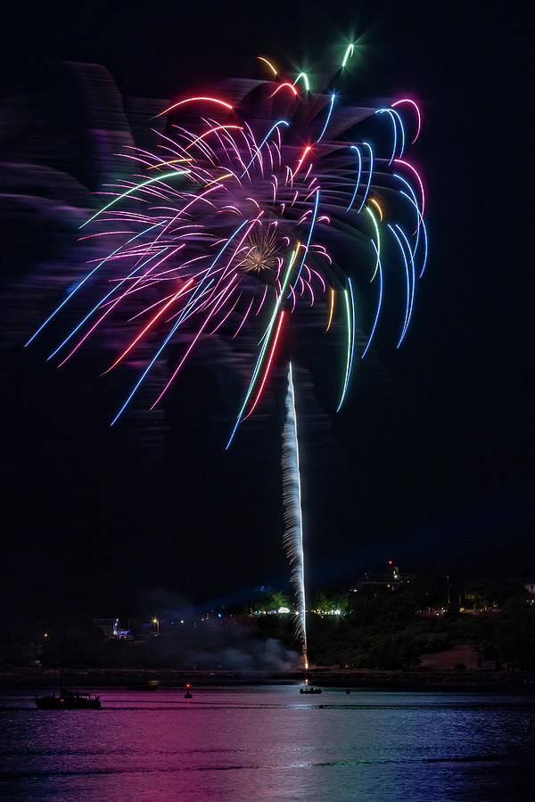Fireworks over Portland, Maine Photograph by Colin Chase