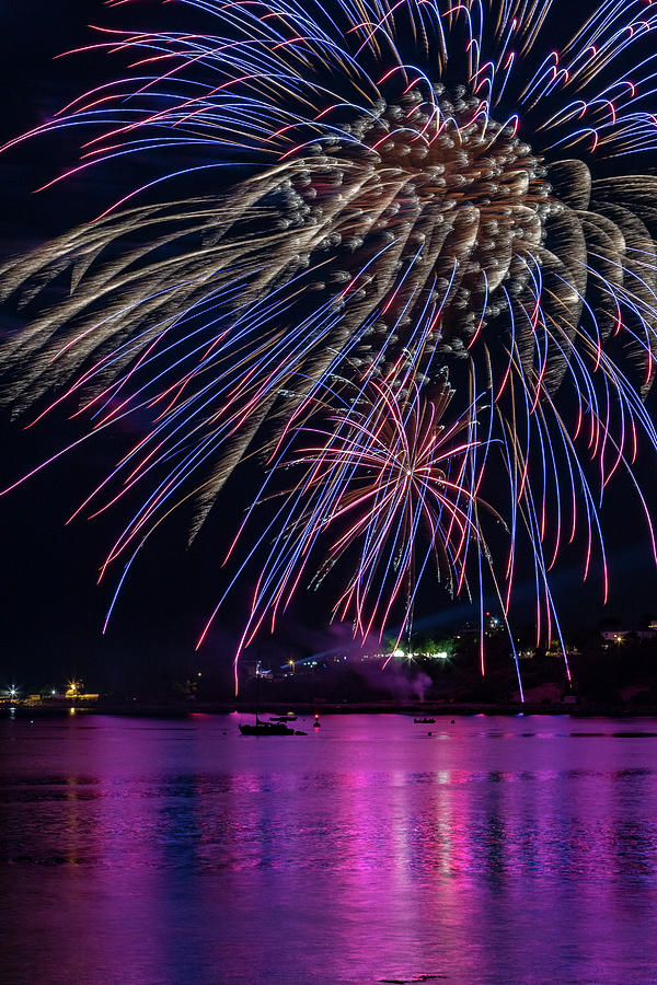Fireworks over Portland, Maine #2 Photograph by Colin Chase