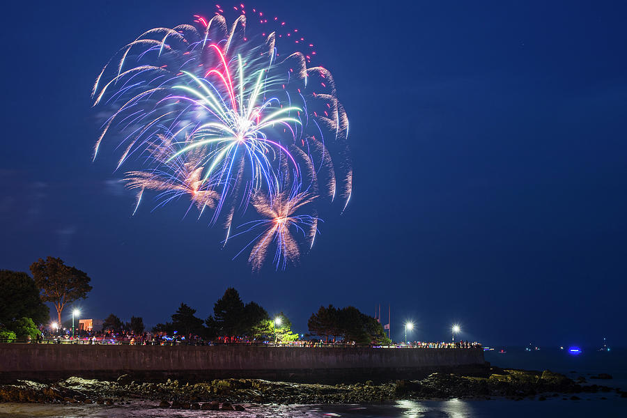Fireworks over Red Rock Park in Lynn MA Photograph by Toby McGuire