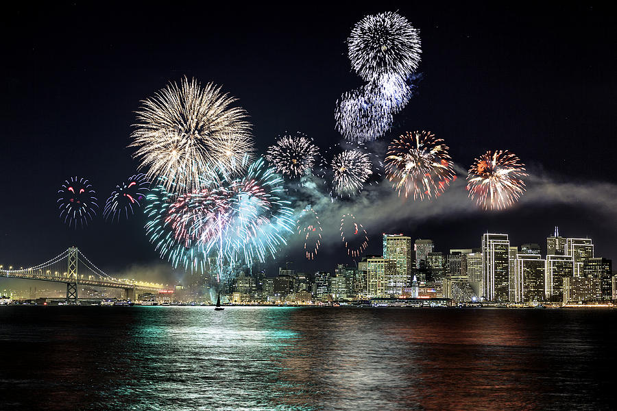 Fireworks over San Francisco Photograph by Don Hoekwater Photography